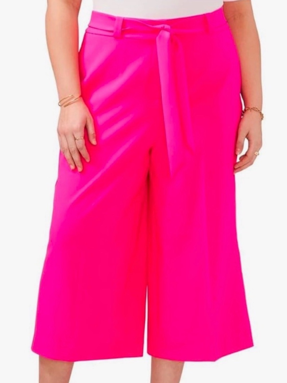 Vince Camuto Neon Pink Wide-Leg Cropped Pants